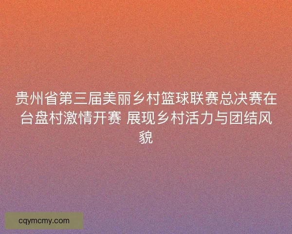 贵州省第三届美丽乡村篮球联赛总决赛在台盘村激情开赛 展现乡村活力与团结风貌 贵州省第三届美丽乡村篮球联赛总决赛在台盘村激情开赛 展现乡村活力与团结风貌