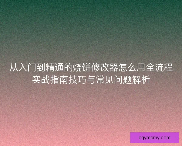 从入门到精通的烧饼修改器怎么用全流程实战指南技巧与常见问题解析 从入门到精通的烧饼修改器怎么用全流程实战指南技巧与常见问题解析