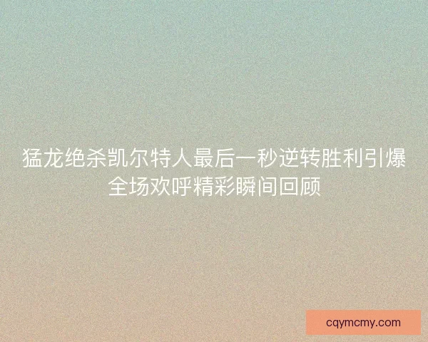 猛龙绝杀凯尔特人最后一秒逆转胜利引爆全场欢呼精彩瞬间回顾 猛龙绝杀凯尔特人最后一秒逆转胜利引爆全场欢呼精彩瞬间回顾