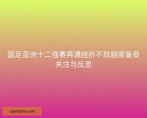 国足亚洲十二强赛再遇挫折不敌越南备受关注与反思